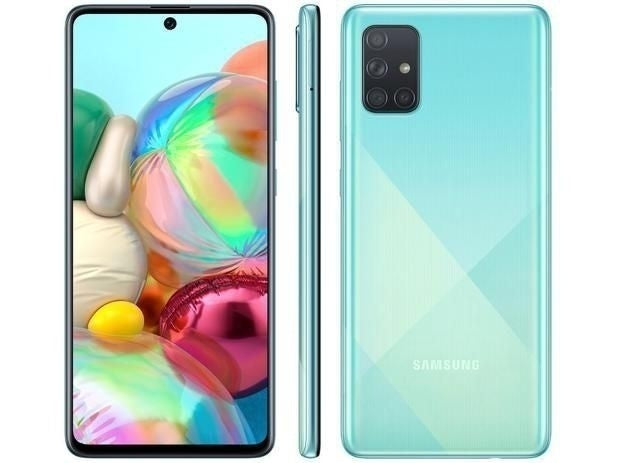 Smartphone Samsung Galaxy A71 128GB Azul 6GB RAM - Tela 6,7” Câm. Quádrupla Câm. + Selfie 32MP